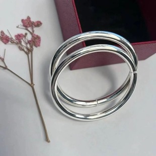 正品实心银手镯女999纯银送妈妈母亲节日长辈银饰足银镯投资送人