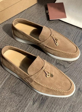 高品质纯原极简真皮LP乐福鞋软底英伦风一脚蹬懒人休闲单鞋羊皮