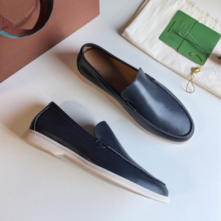 2025春夏新款LP乐福鞋一脚蹬懒人鞋意大利外贸真皮男鞋休闲豆豆鞋