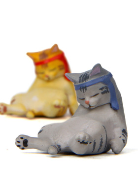 自愈系小虎猫温暖系列头巾醉酒猫咪手办韩版创意烘培园艺造景公仔