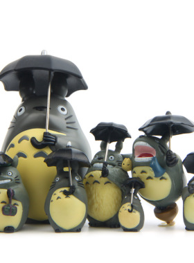 小清新园艺pvc款卡通猫打伞杰猫组合diy手办 造景公仔水族公仔