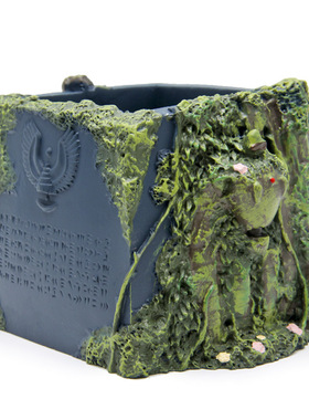 机器人绿色做旧动漫城池树脂花盆手办DIY公仔摆件