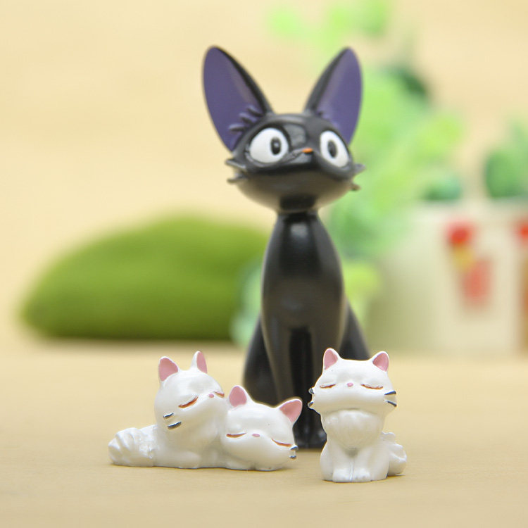 zakka杂货黑猫白色猫咪手办diy微景观园艺造景公仔