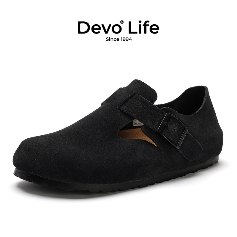 Devo/的沃软木鞋女休闲学生全包真皮复古文艺时尚一脚蹬单鞋67008