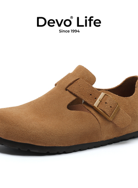 Devo/的沃勃肯鞋女款软木鞋磁吸扣反绒防滑百搭情侣休闲鞋66008
