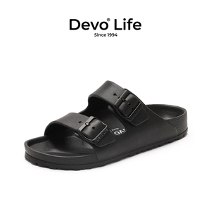 Devo/的沃时尚沙滩轻便拖鞋女情侣休闲平底防滑外穿简约凉拖1618