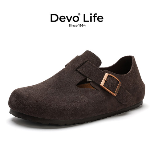 Devo/的沃软木鞋女休闲复古真皮