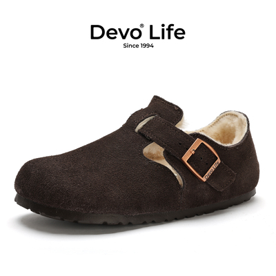 Devo的沃毛毛鞋加绒保暖秋冬棉鞋