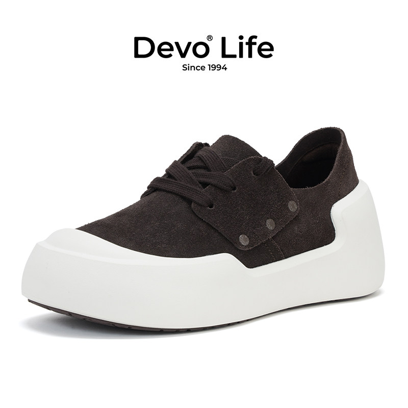 Devo/的沃牛皮博肯鞋反绒皮软木鞋女鞋真皮厚底休闲24092