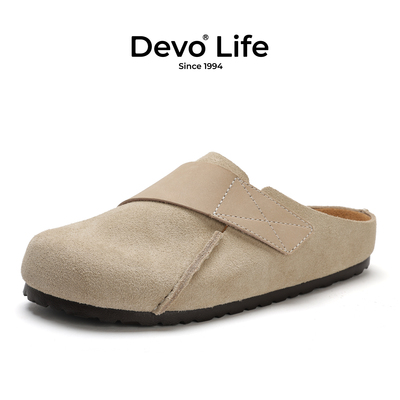Devo真皮软木包头半拖女款
