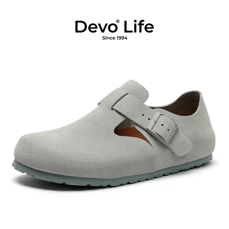 Devo/的沃博肯鞋女款软木鞋磁吸扣反绒防滑百搭情侣休闲鞋66008