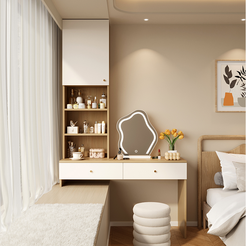 暧逸小户型原木奶油化妆桌书桌