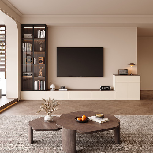 中古风环保免漆电视柜书柜组合