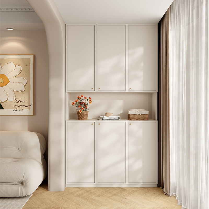 法式奶油风阳台柜家政柜一体靠墙家用客厅防晒多层收纳储物柜定制,住宅家具,阳台柜,淘宝优惠券,粉丝福利购,淘宝优惠卷