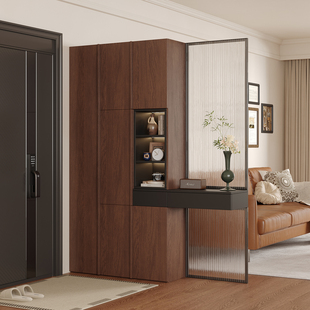 复古风入户正对门鞋柜玄关屏风柜家用骨骼线一体大容量隔断柜定制