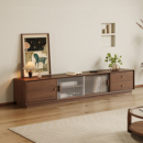 中古风实木电视柜家用小户型移门地柜新中式 客厅边柜大容量储物柜