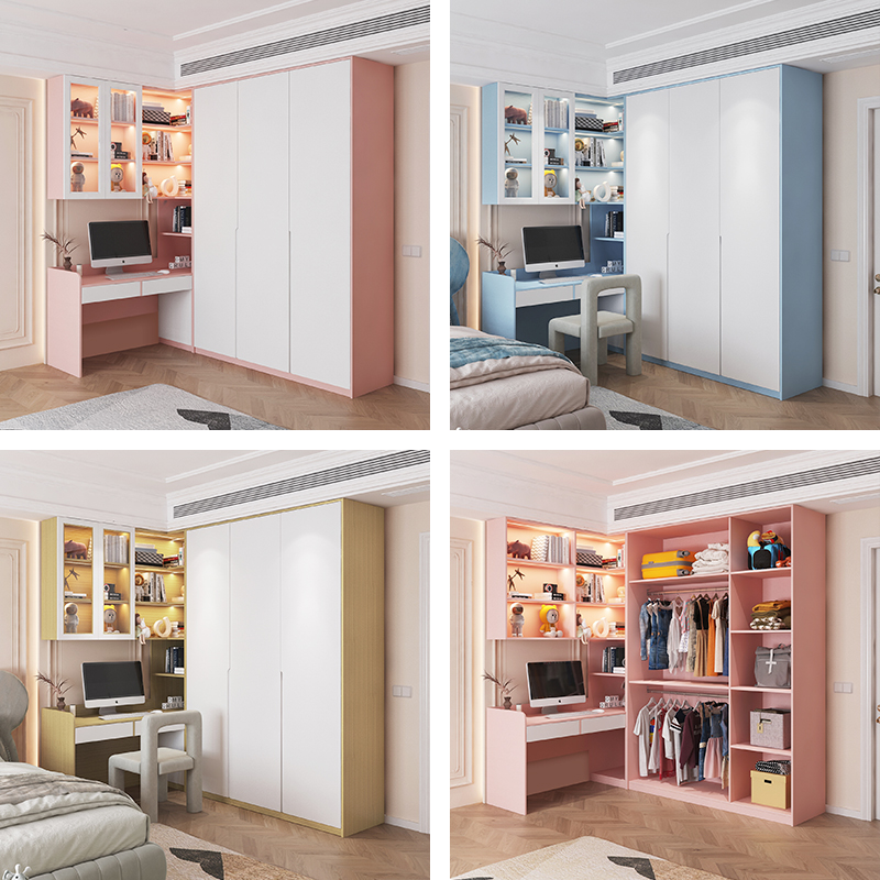 衣柜书桌一体转角书架拐角儿童学习写字桌电脑桌家用卧室定制