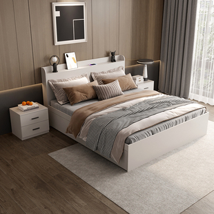 家用卧室双人床现代箱式床简约箱体床高箱收纳床抽屉式收纳床主卧