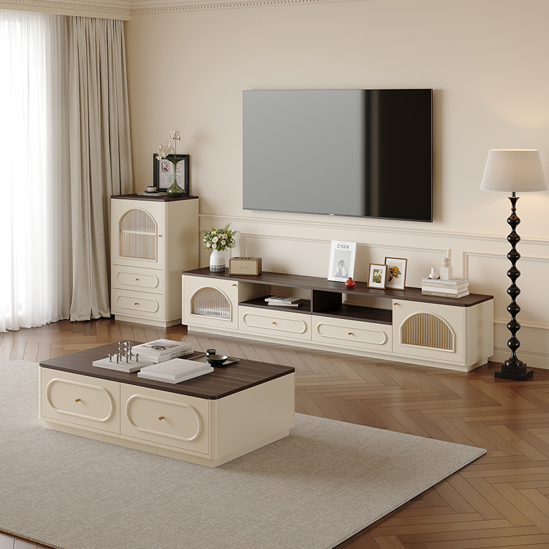 暧逸中古风电视柜茶几组合防尘柜