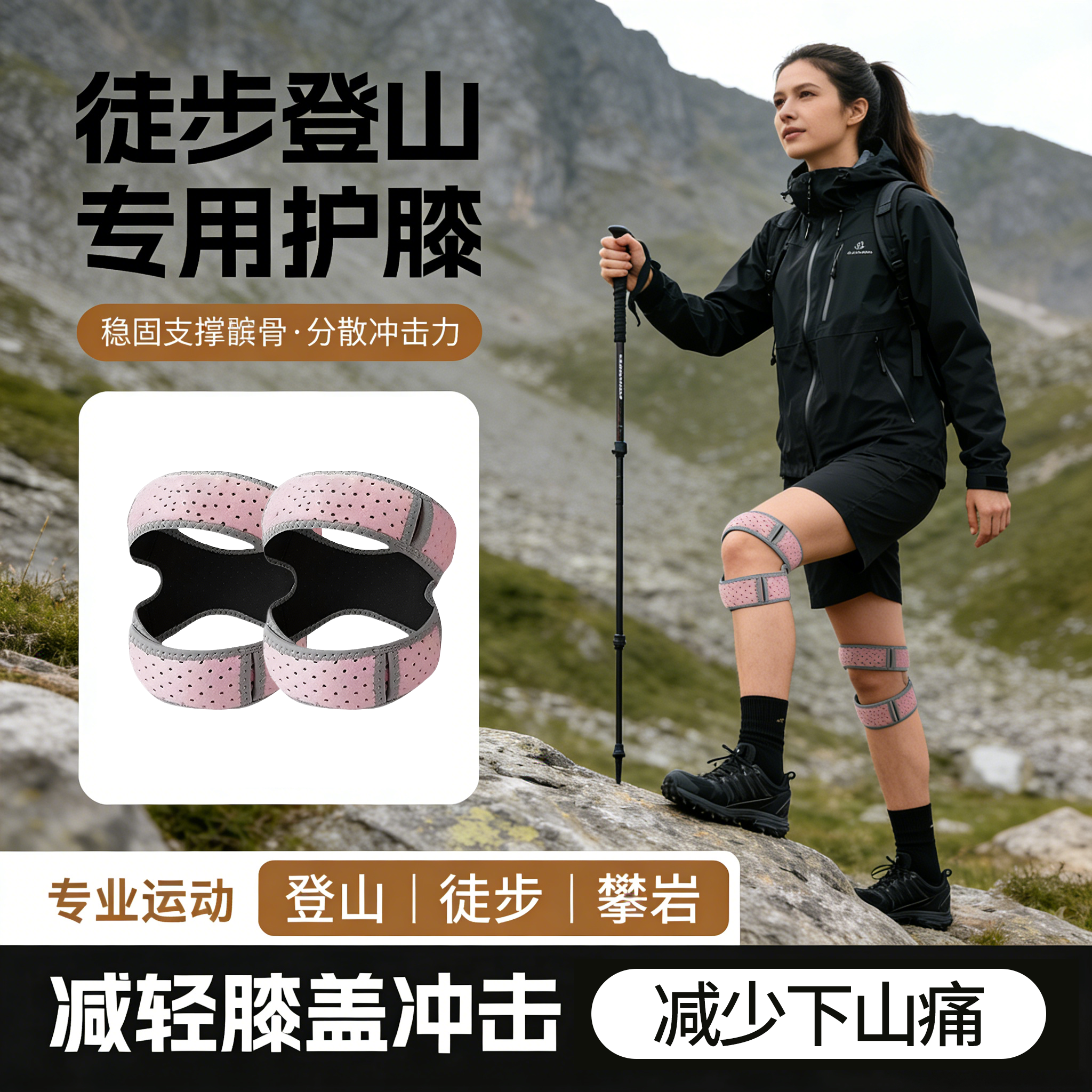 登山徒步减少下山痛！护膝神器！