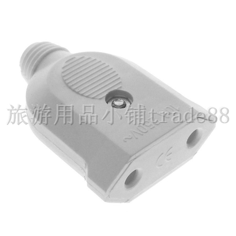 欧标4.0mm 2脚两圆孔对接线插头母头插座 10A 250V