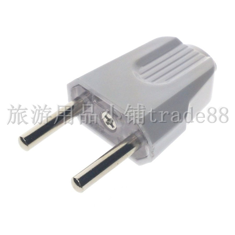 嘉和欧标4.0mm 2脚两圆免焊自接线插头 欧式公头插头 10A 250V