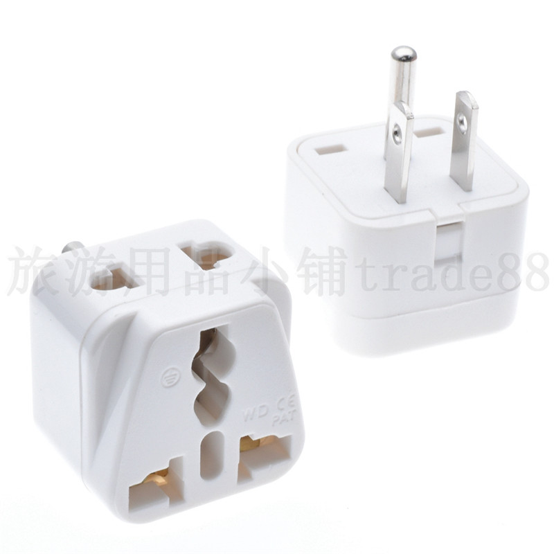 加拿大美国日本一转二万用转换插头一圆二扁美标电源插座10A 250V