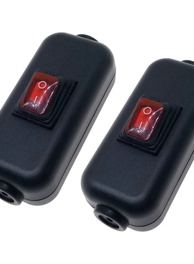 红色三脚两档带灯小按钮按键船型10A防水IP65线上中途开关220V