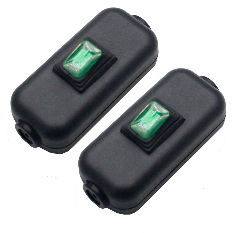 防水IP65线上中途开关手捏三脚两档带灯小按钮按键船型220V 10A