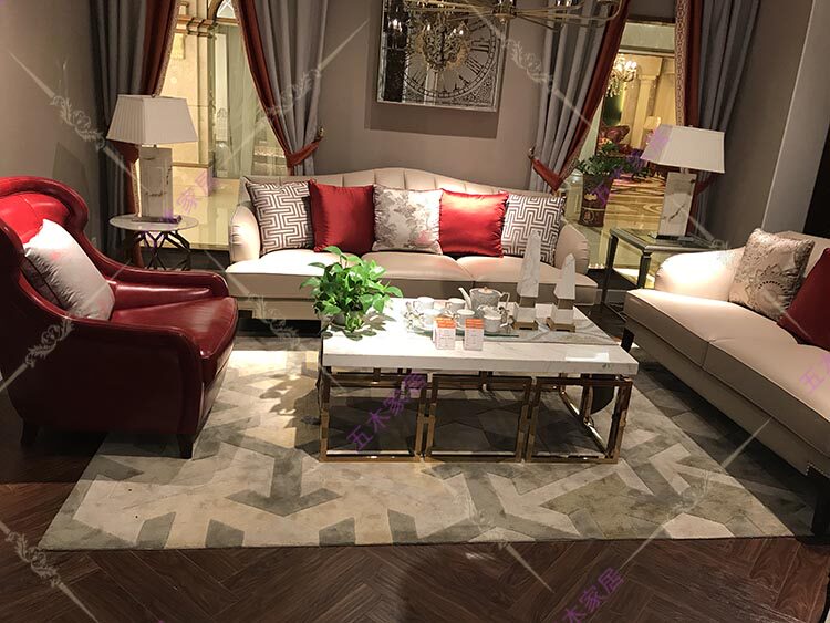 2018新款轻奢皮质沙发美式后现代简约沙发组合小户型123省空间