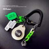 Fs房潮玩门禁卡皮保护套立体软胶卡通钥匙扣挂件黑色弹簧绳双字牌