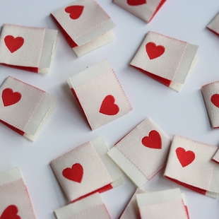 双面爱心对折织唛大肠圈布标服装辅料领标设计定制织标工厂现货