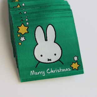 圣诞款 辅料领标设计定制织标源头工厂现货 卡通米菲兔织唛布标服装