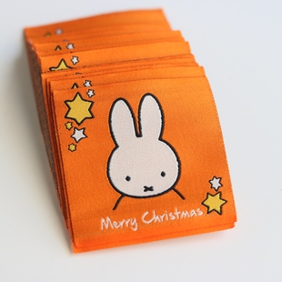 圣诞款 辅料领标设计定制织标源头工厂现货 卡通米菲兔织唛布标服装