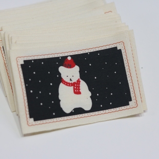 可爱卡通小熊雪人圣诞元 辅料领标设计定制棉带印唛现货 素布标服装