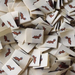 森林小松鼠小树发圈对折大肠圈布标辅料手帐标签织唛标定制现货