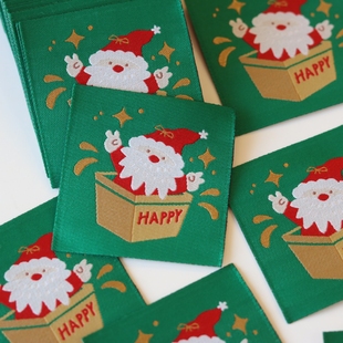 圣诞老人布标补丁贴织唛领标洗标服装 辅料商标定制定制工厂现货