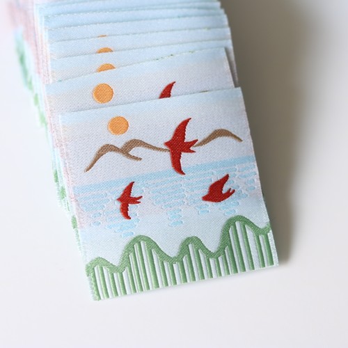 飞鸟与自然番外2小鸟插画织唛商标布标领标源头服装辅料定制现货