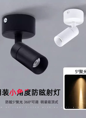 明装led防眩小射灯免开孔吸顶餐厅可调1W3W背景墙氛围灯聚光束5度