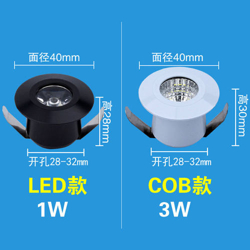 迷你LED牛眼射灯1W开孔30mm