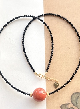 天然南红玛瑙黑尖晶锁骨链项链女款时尚百搭水晶项链礼物