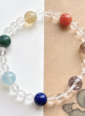 天然白水晶多宝手饰 七脉能水晶多宝手串