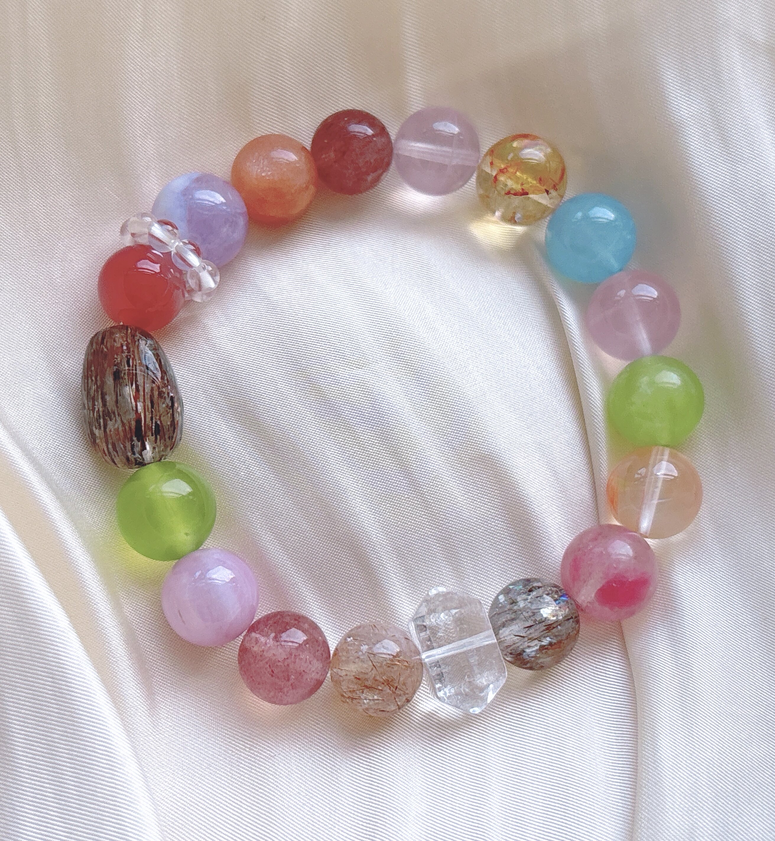 天然黑金超七发晶多宝手链女款糖果色水晶多宝时尚百搭水晶手链