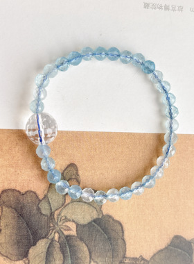 天然海蓝宝多宝手链女款海蓝宝白水晶手串送女友闺蜜生日礼物