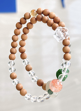 天然白水晶老山檀双圈手链女款轻奢小众精致高级感礼物