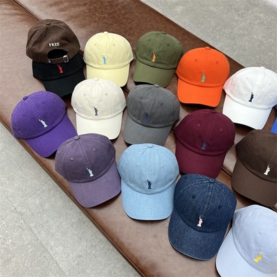 春夏经典拉夫配色彩标显脸小棒球帽子女时尚韩系软顶情侣鸭舌帽