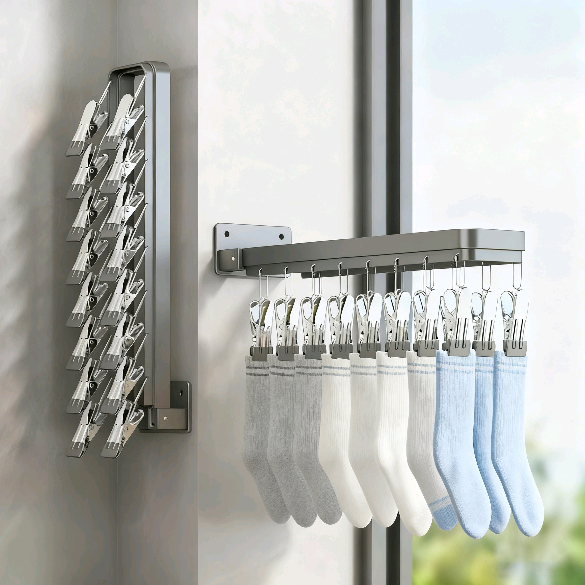 壁挂折叠晒袜夹家用阳台多夹子内衣内裤晾晒架子儿童晒袜子神器,收纳整理,多夹子晾衣架,淘宝优惠券,粉丝福利购,淘宝优惠卷
