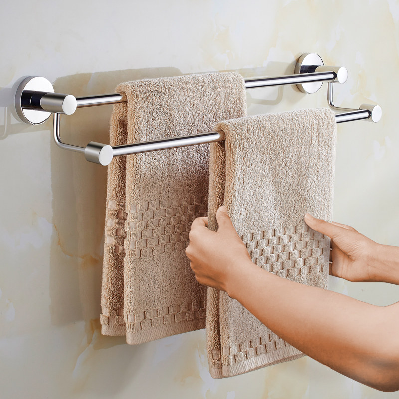 毛巾架免打孔304不锈钢双杆加长浴室挂架挂毛巾杆卫生间免钉挂杆,家装主材,毛巾杆/毛巾挂,淘宝优惠券,粉丝福利购,淘宝优惠卷