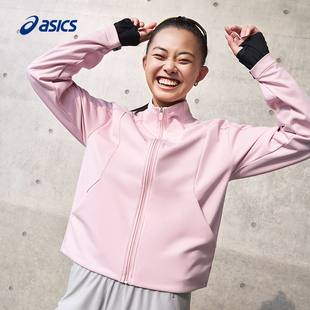ASICS亚瑟士女子防泼水跑步夹克拉链立领反光印花运动外套