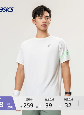 ASICS亚瑟士新款男子快干透气跑步短袖T恤针织反光圆领运动短袖